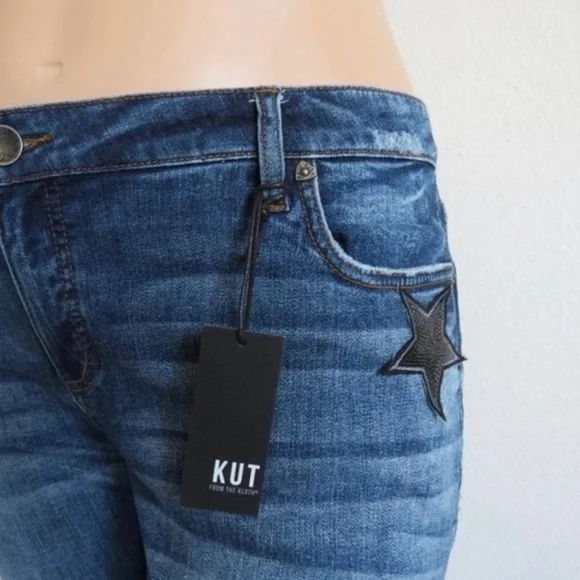 KUT from the KLOTH Jeans Women DISTRESSED Blue Denim Boyfriend Plus Size 16 NWT - Picture 4 of 4